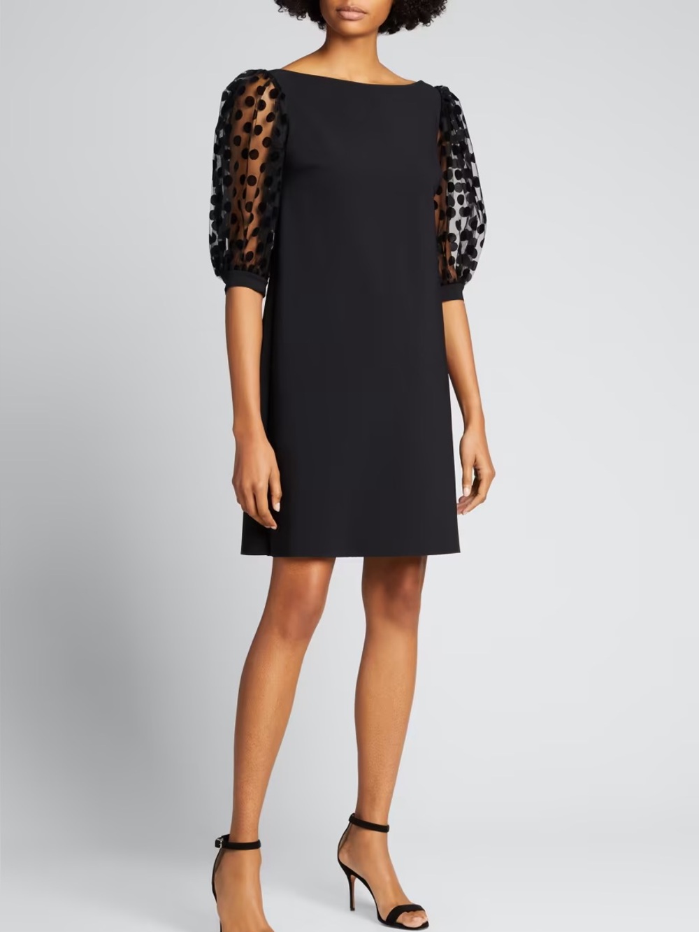 CHIARA BONI LA PETITE ROBE Boat Neck Puff Sleeve Scuba Jersey Dress Size XL/16